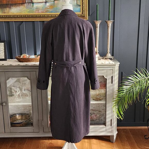 London Fog Charcoal Gray Double-Breasted Trench Coat Belted Size 6 - Picture 5 of 9